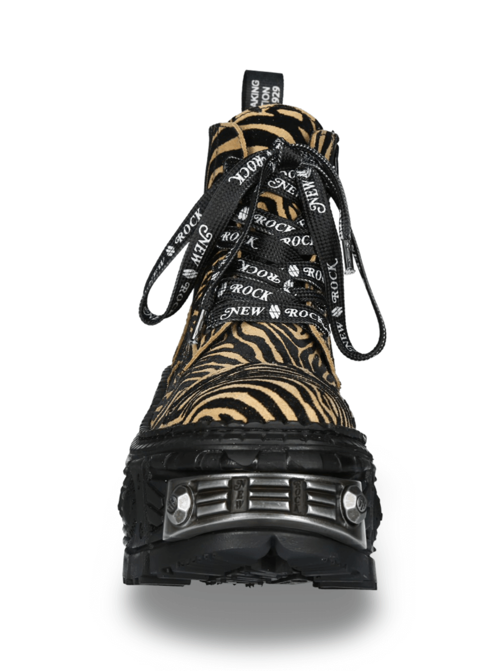 NEW ROCK Men's Tiger Print Ankle Boots with Rugged Sole