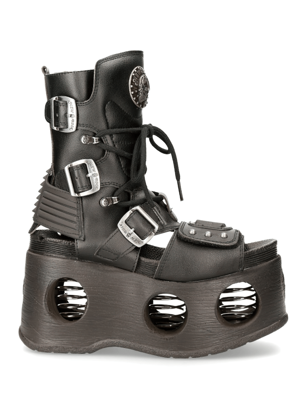 NEW ROCK Unique Gothic Punk Boots with Hollow Platforms