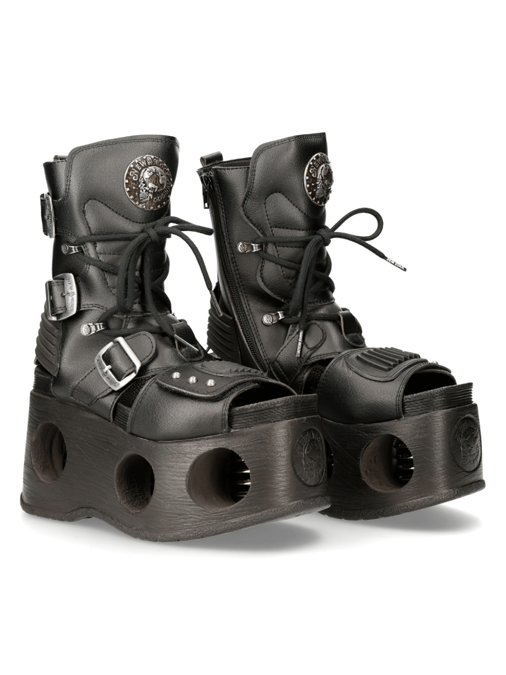 NEW ROCK Unique Gothic Punk Boots with Hollow Platforms