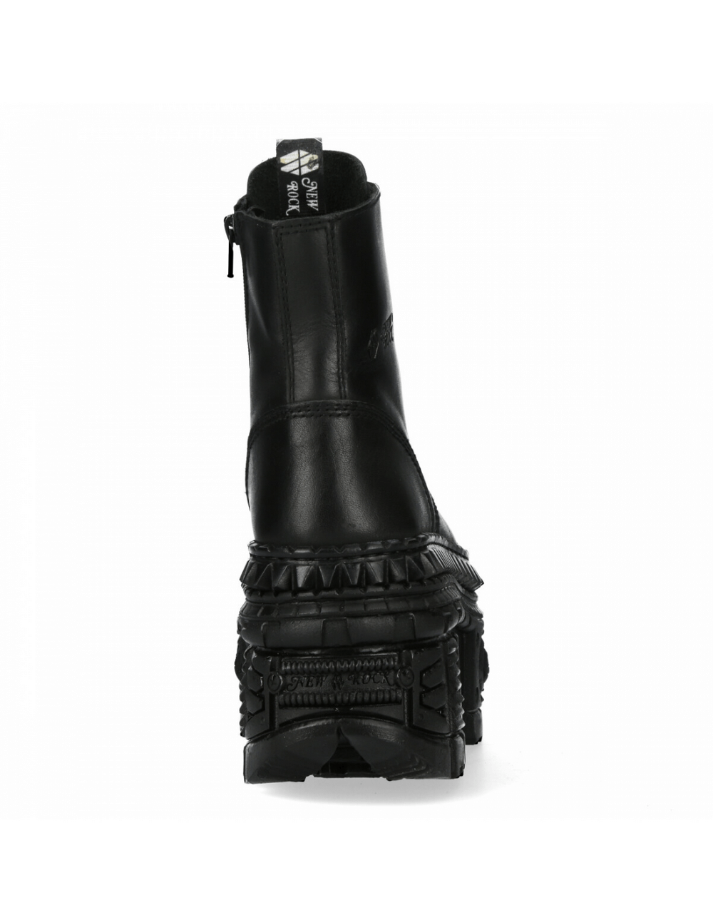 NEW ROCK Women's Black Leather Platform Ankle Boots