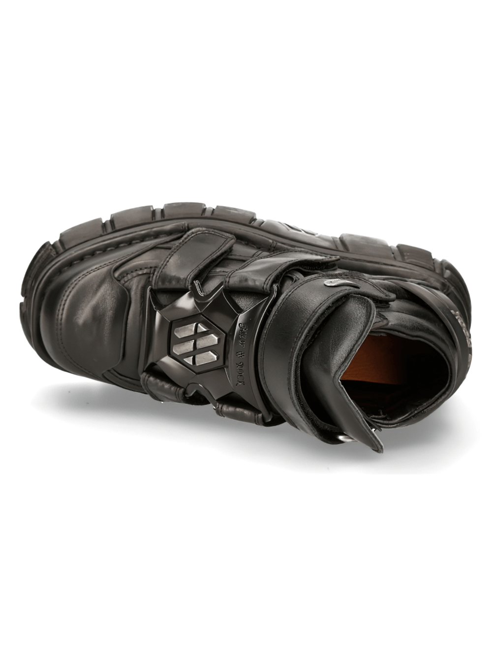 NEW ROCK Women's Leather Ankle Boots with Metallic Details