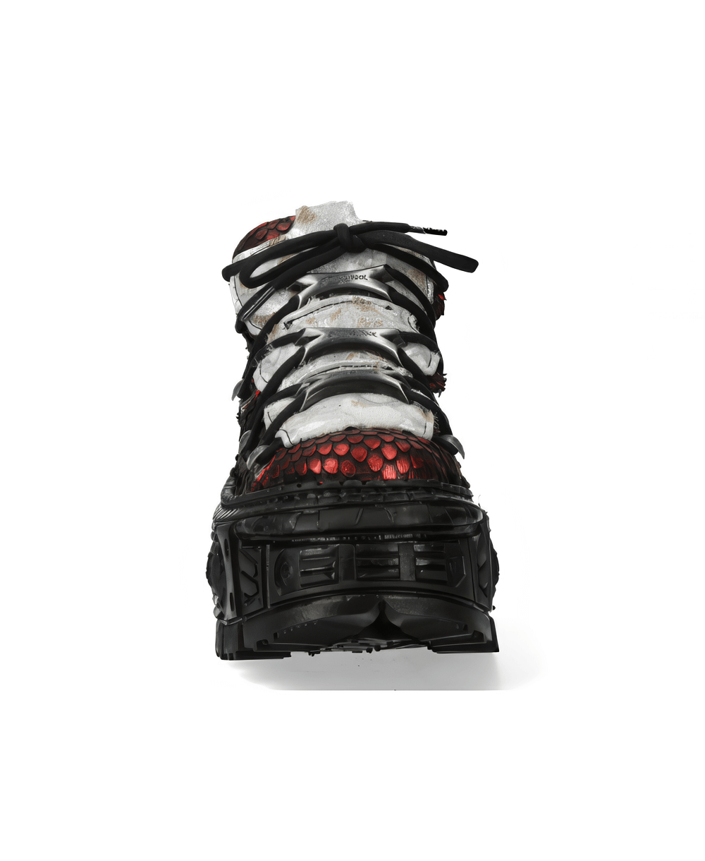 NEW ROCK Men's Red Leather Rock Style Ankle Boots