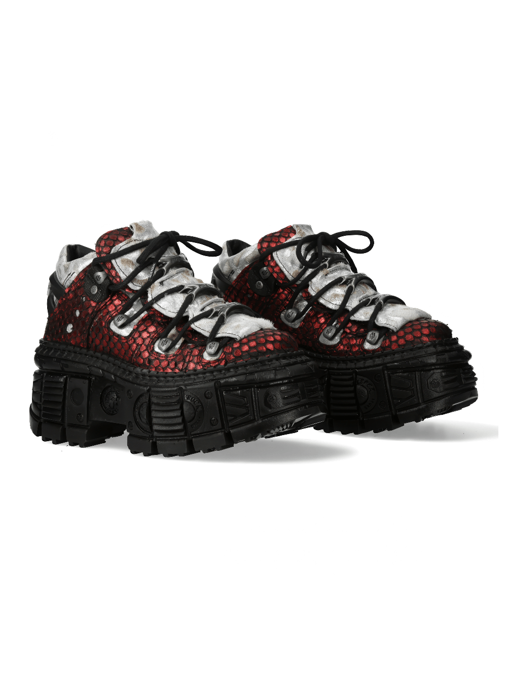 NEW ROCK Men's Red Leather Rock Style Ankle Boots