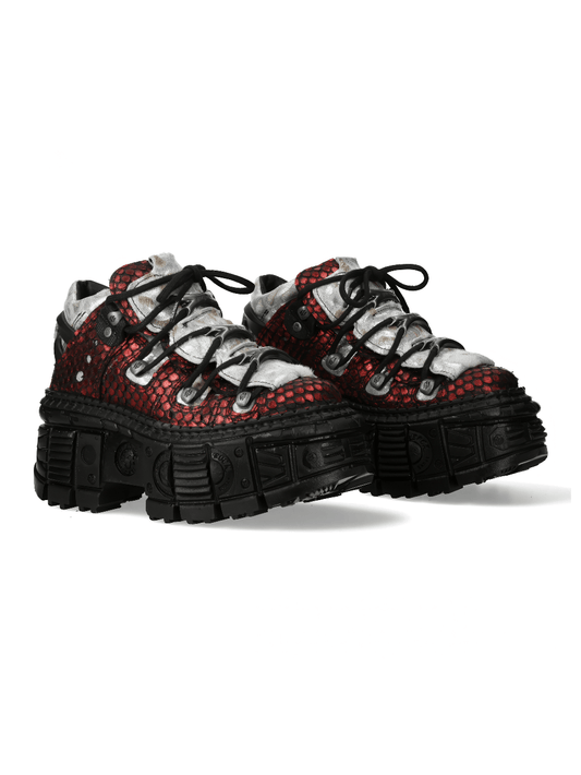 NEW ROCK Men's Red Leather Rock Style Ankle Boots