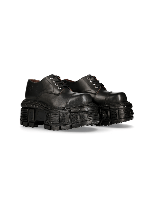 NEW ROCK Men's Rugged Black Platform Ankle Shoes
