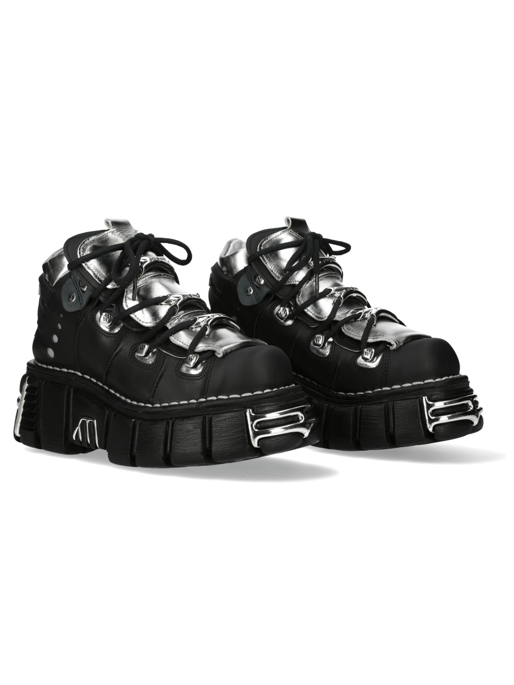 NEW ROCK Men's Rugged Metal Lace-Up Ankle Boots