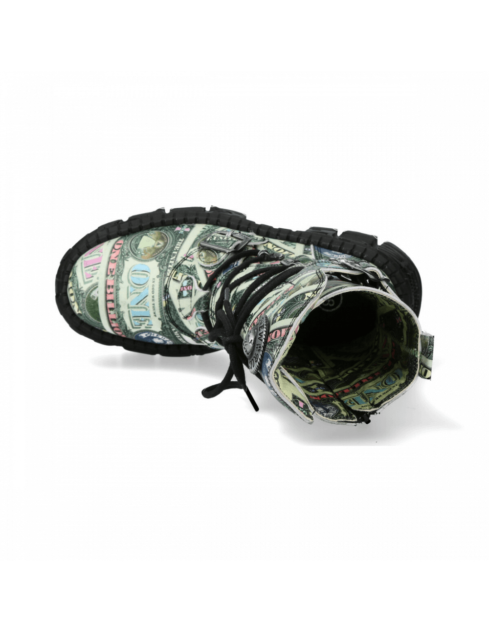 NEW ROCK Men's Vibrant Money Print Punk Mid-Calf Boots