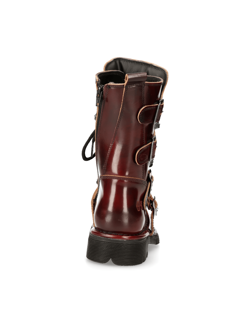 NEW ROCK Men's Wine Red Leather Urban Combat Boots