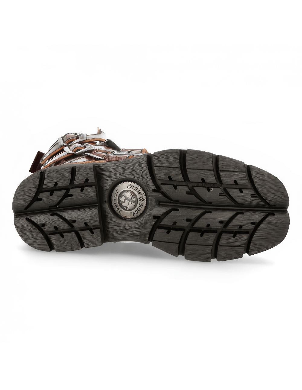 NEW ROCK Men's Wine Red Leather Urban Combat Boots