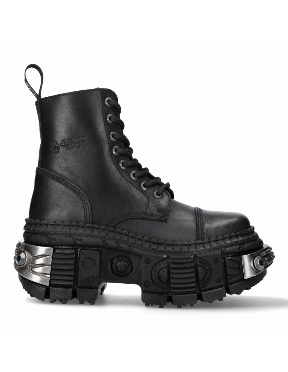 NEW ROCK Women's Zipper Ankle Boots with Metallic Pieces