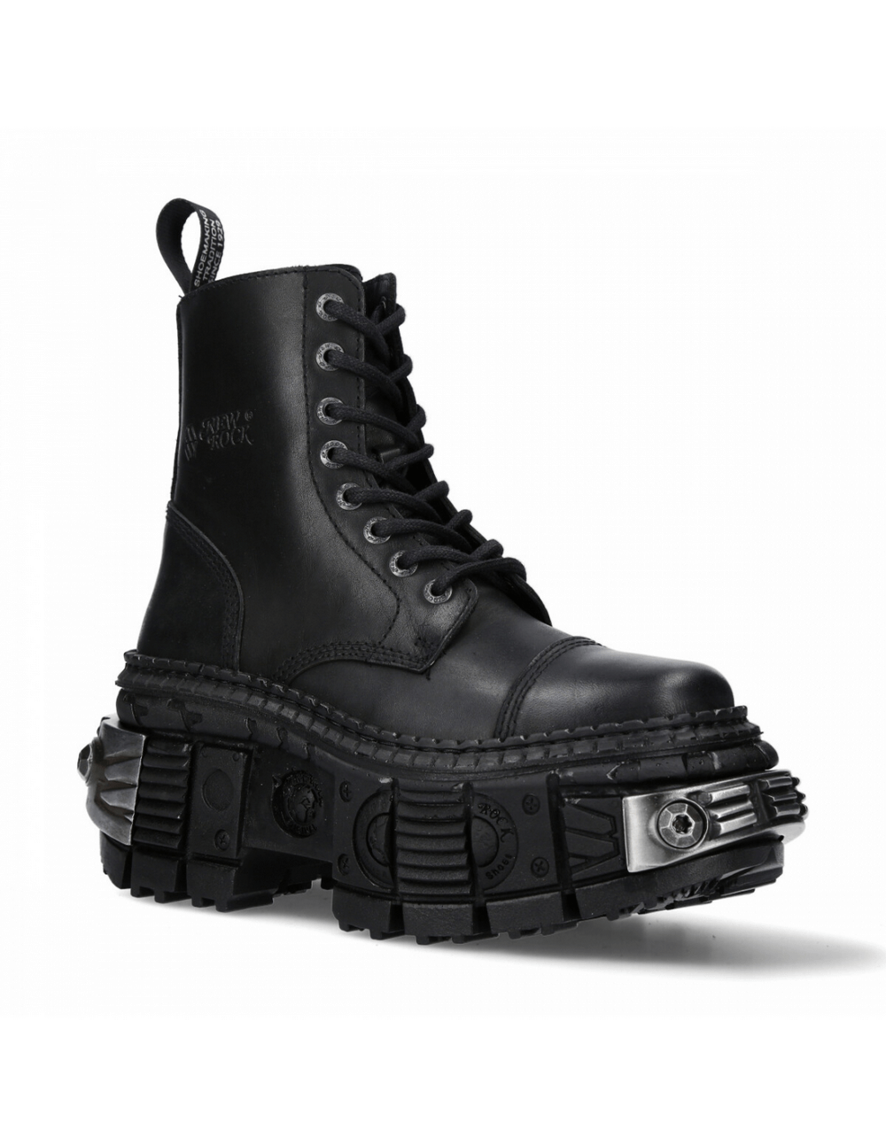 NEW ROCK Women's Zipper Ankle Boots with Metallic Pieces