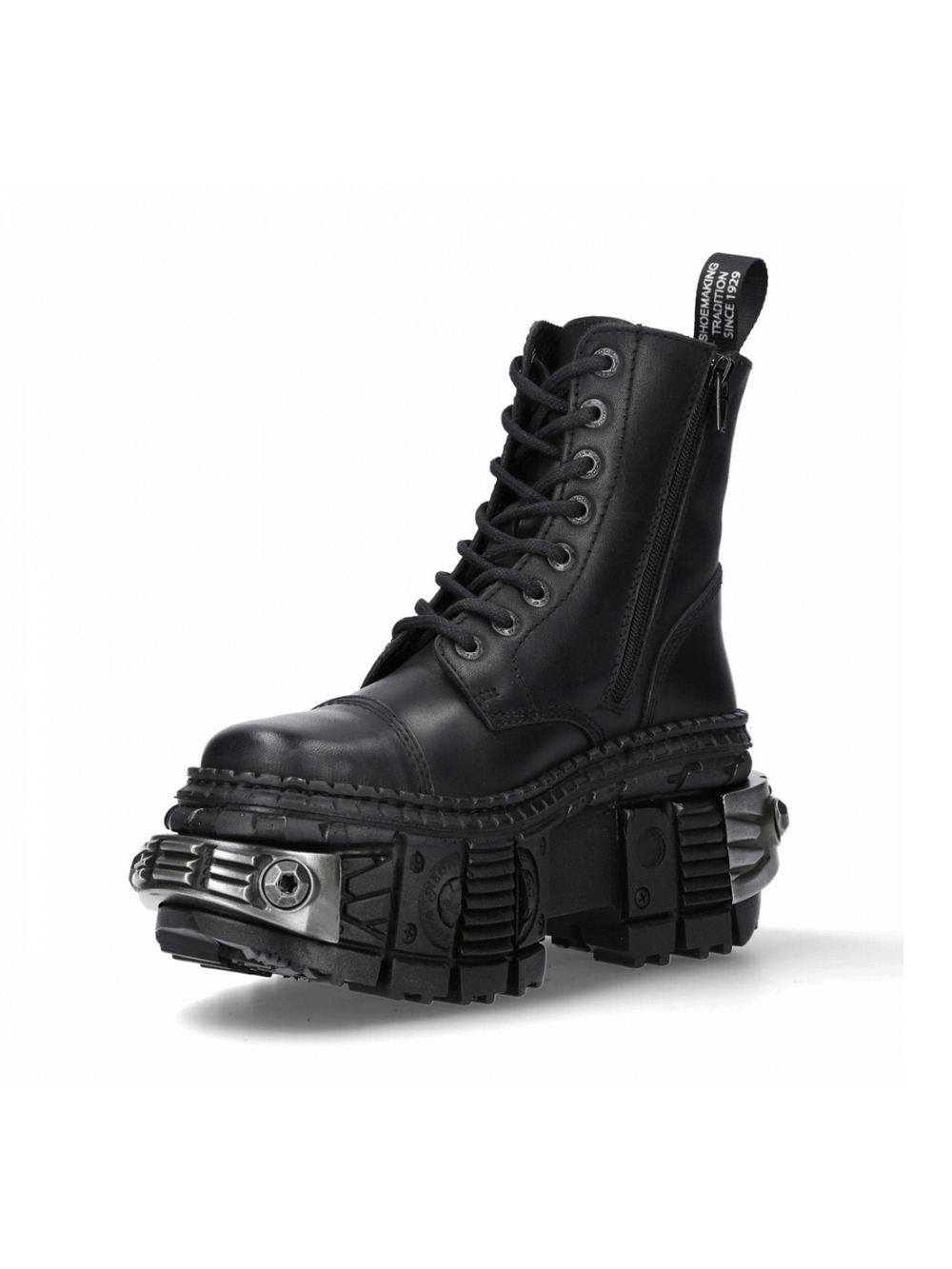 NEW ROCK Men's Zipper Ankle Boots with Metallic Pieces