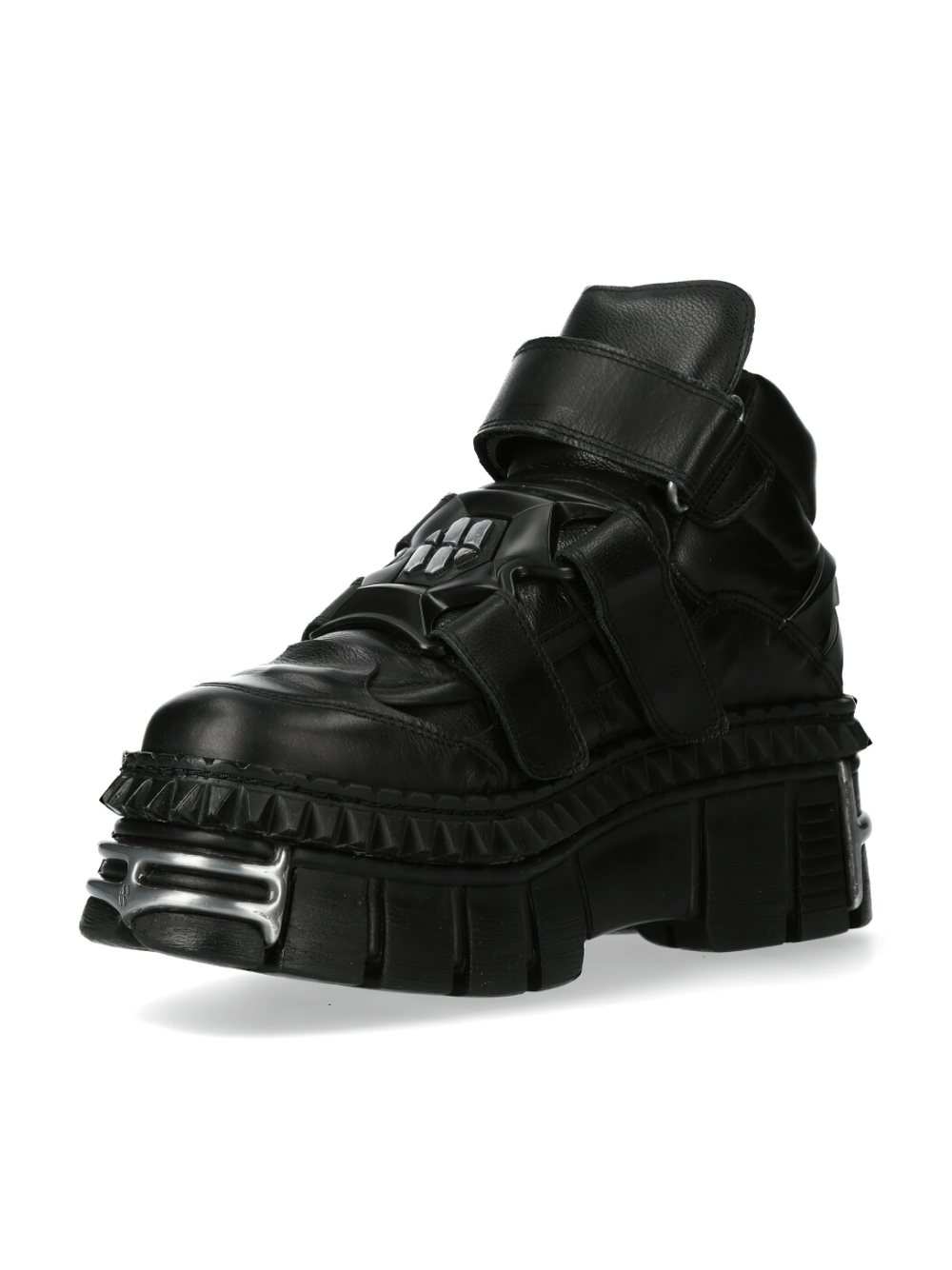 NEW ROCK Men's Urban Heavy Black Ankle Boots with Velcro Straps
