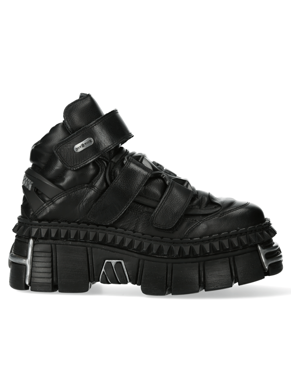 NEW ROCK Men's Urban Heavy Black Ankle Boots with Velcro Straps