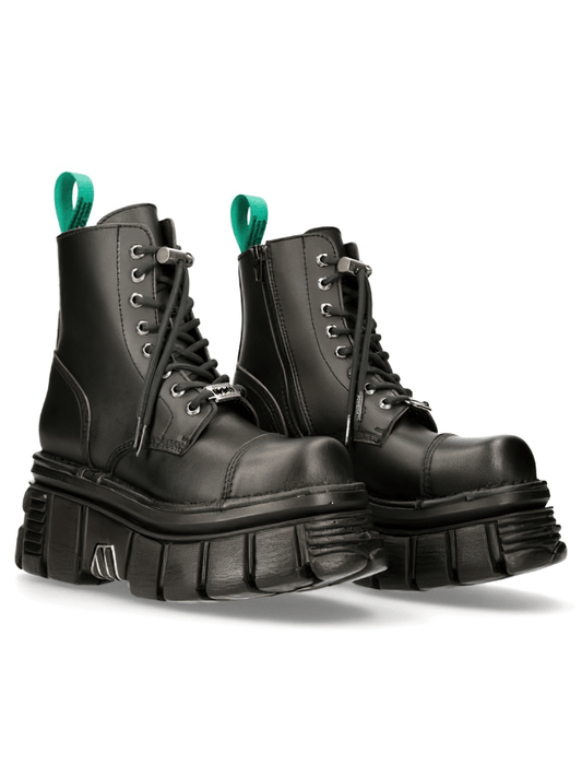 NEW ROCK Men's Urban Military Vegan Ankle Boots with Laces