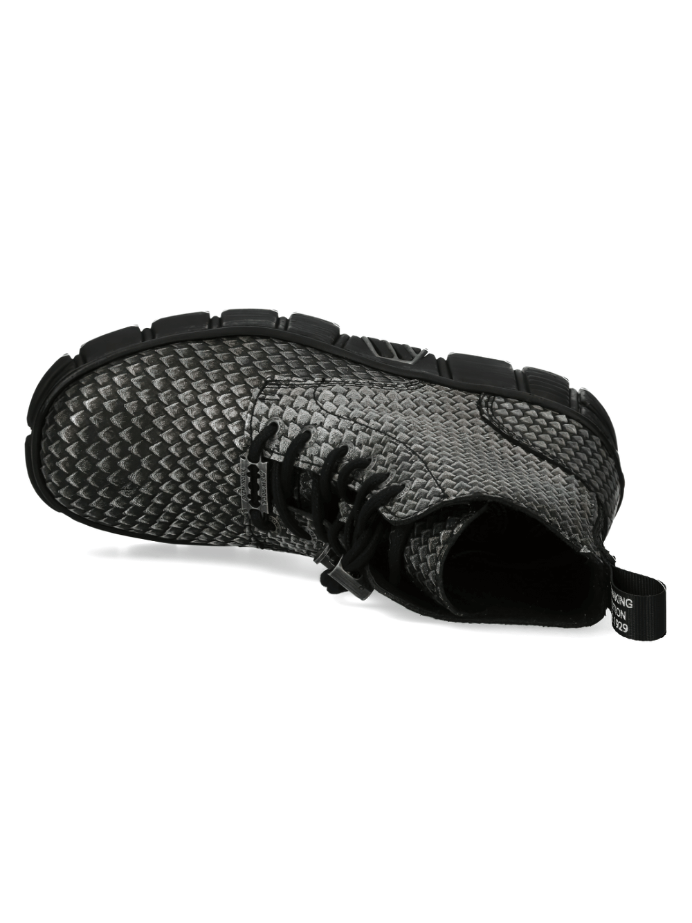 NEW ROCK Men's Urban Textured Scale Black Lace-Up Boots