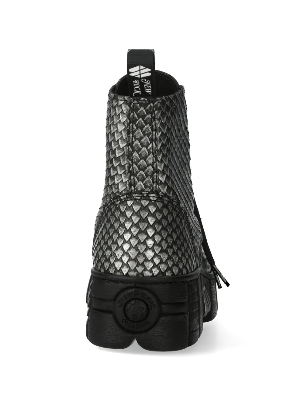 NEW ROCK Men's Urban Textured Scale Black Lace-Up Boots