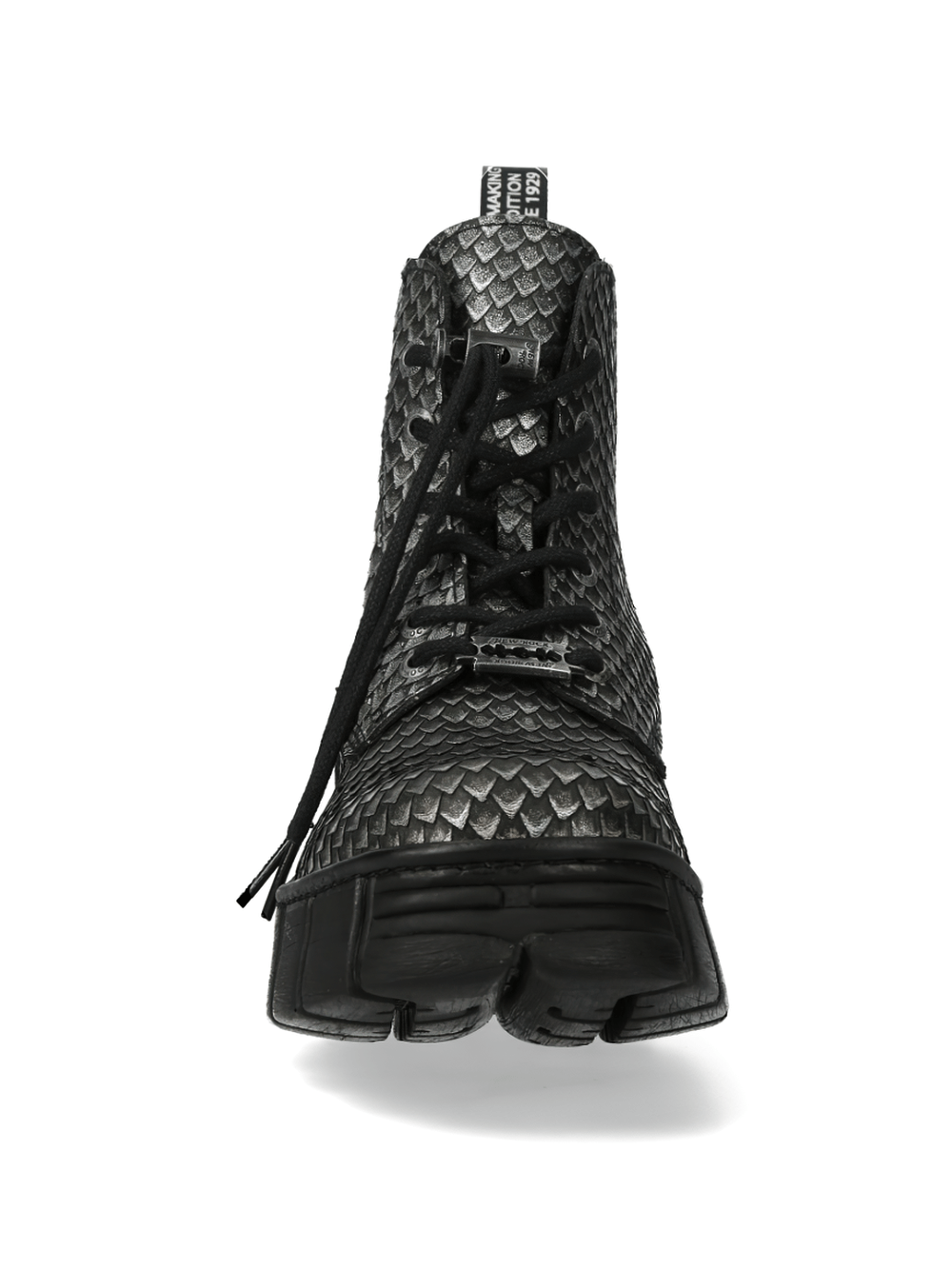 NEW ROCK Men's Urban Textured Scale Black Lace-Up Boots