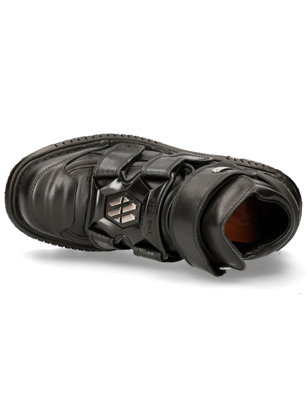 NEW ROCK Men's Velcro Closure Punk Rock Black Ankle Boots