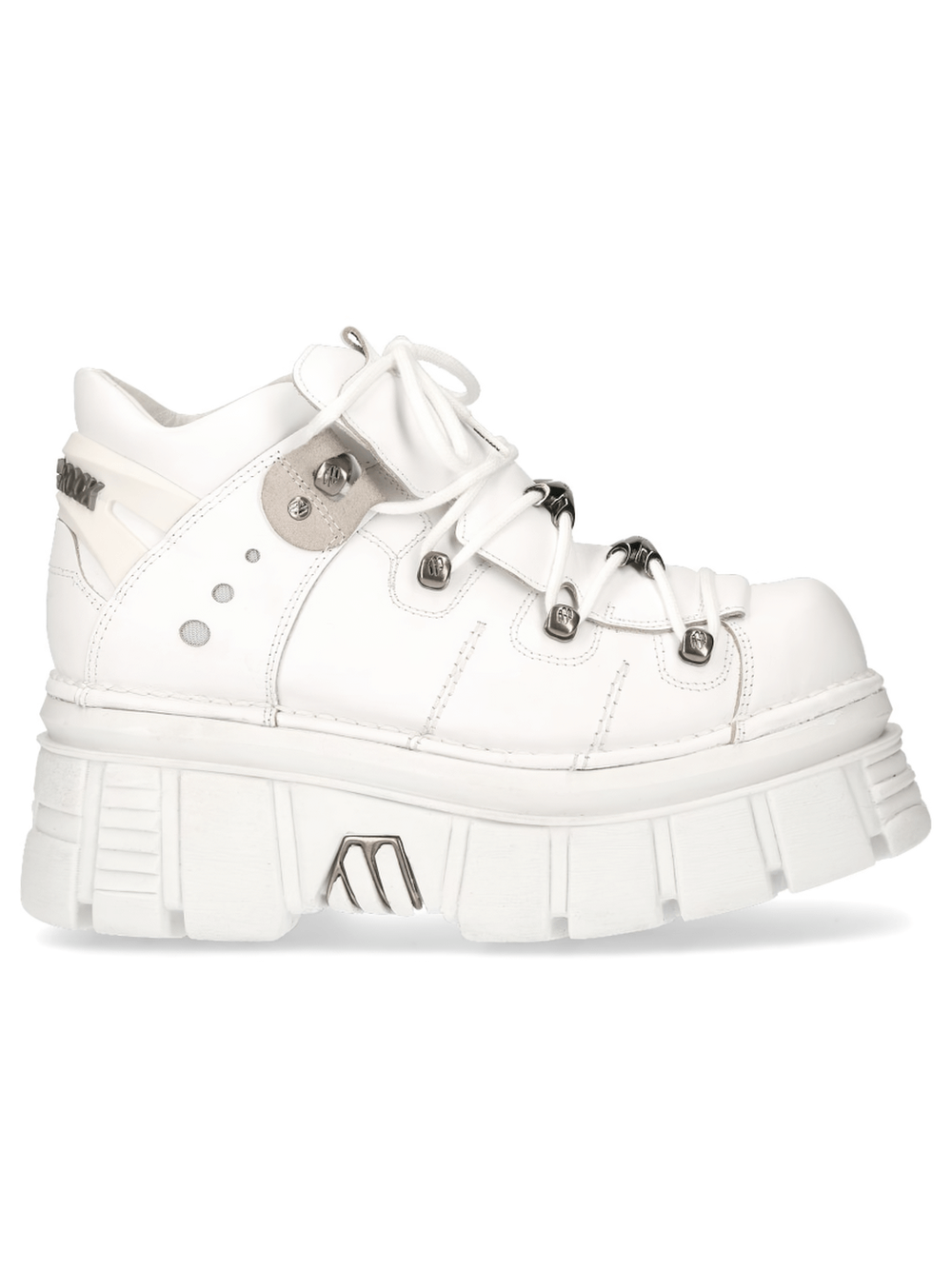 NEW ROCK Men's White Gothic Platform Ankle Boots with Laces