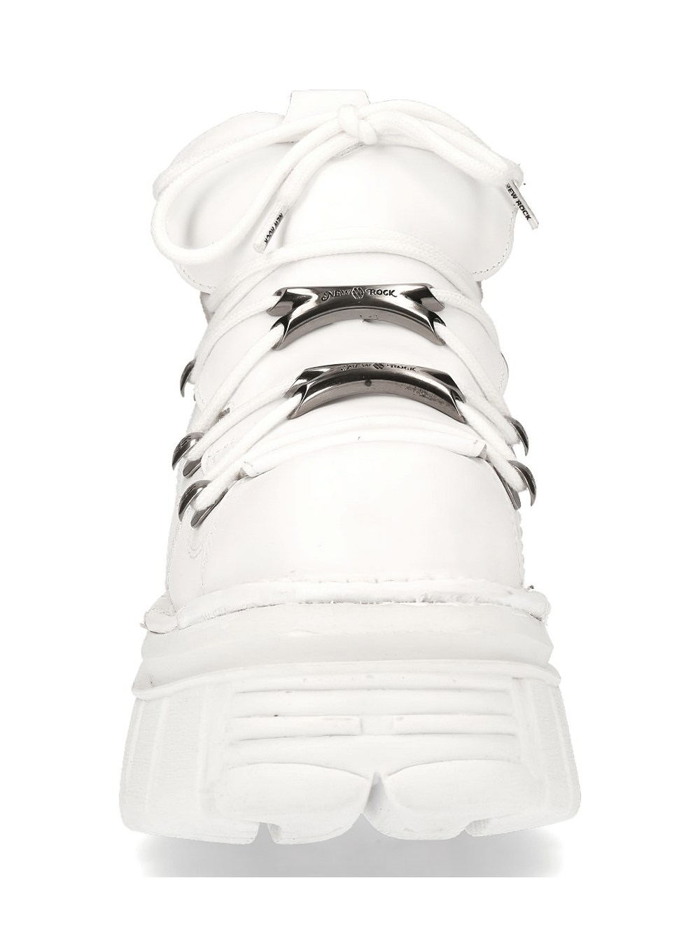 NEW ROCK Women's White Gothic Platform Ankle Boots with Laces