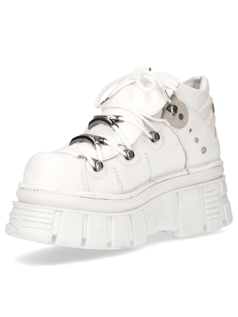 NEW ROCK Men's White Gothic Platform Ankle Boots with Laces