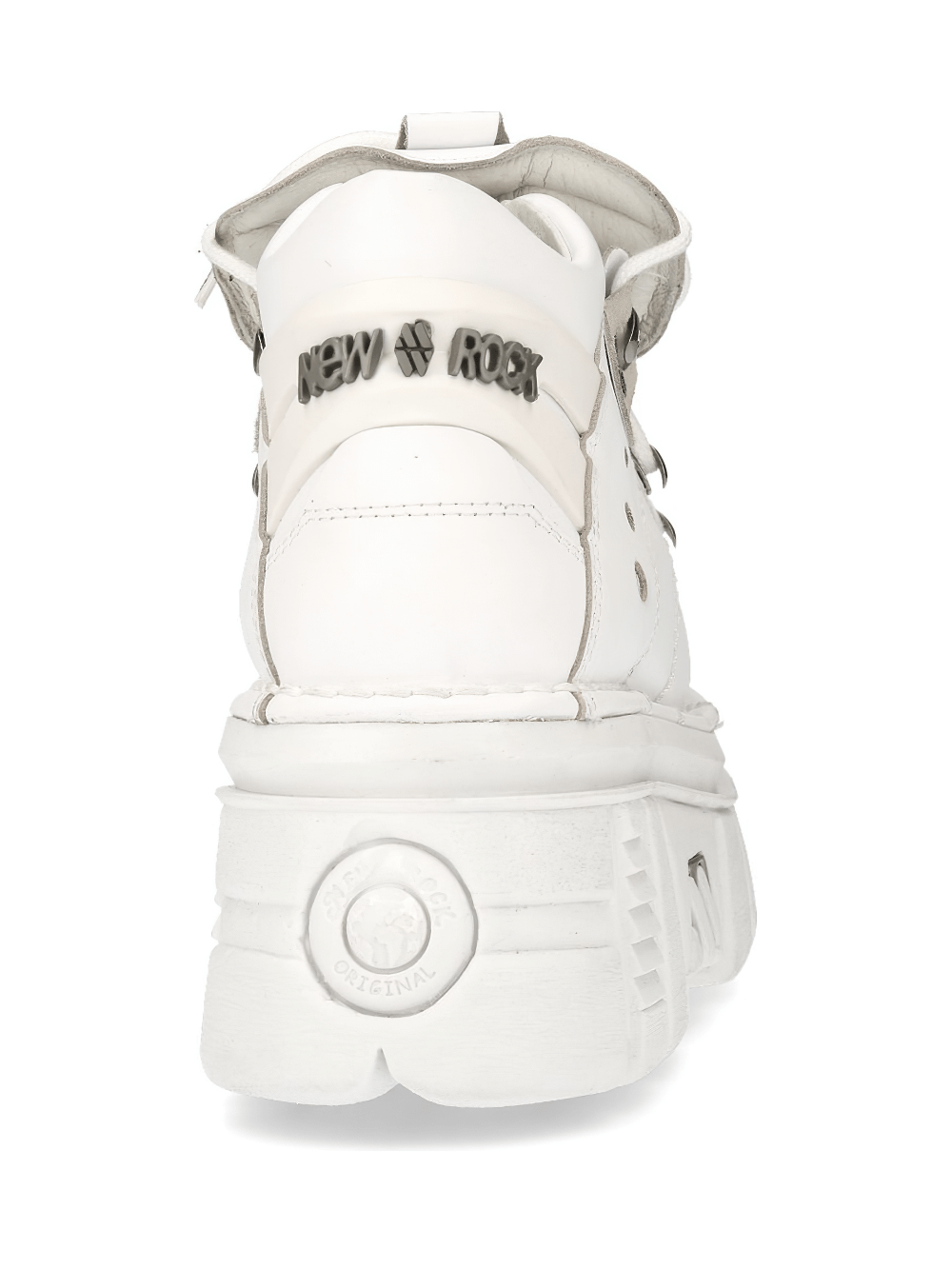 NEW ROCK Women's White Gothic Platform Ankle Boots with Laces