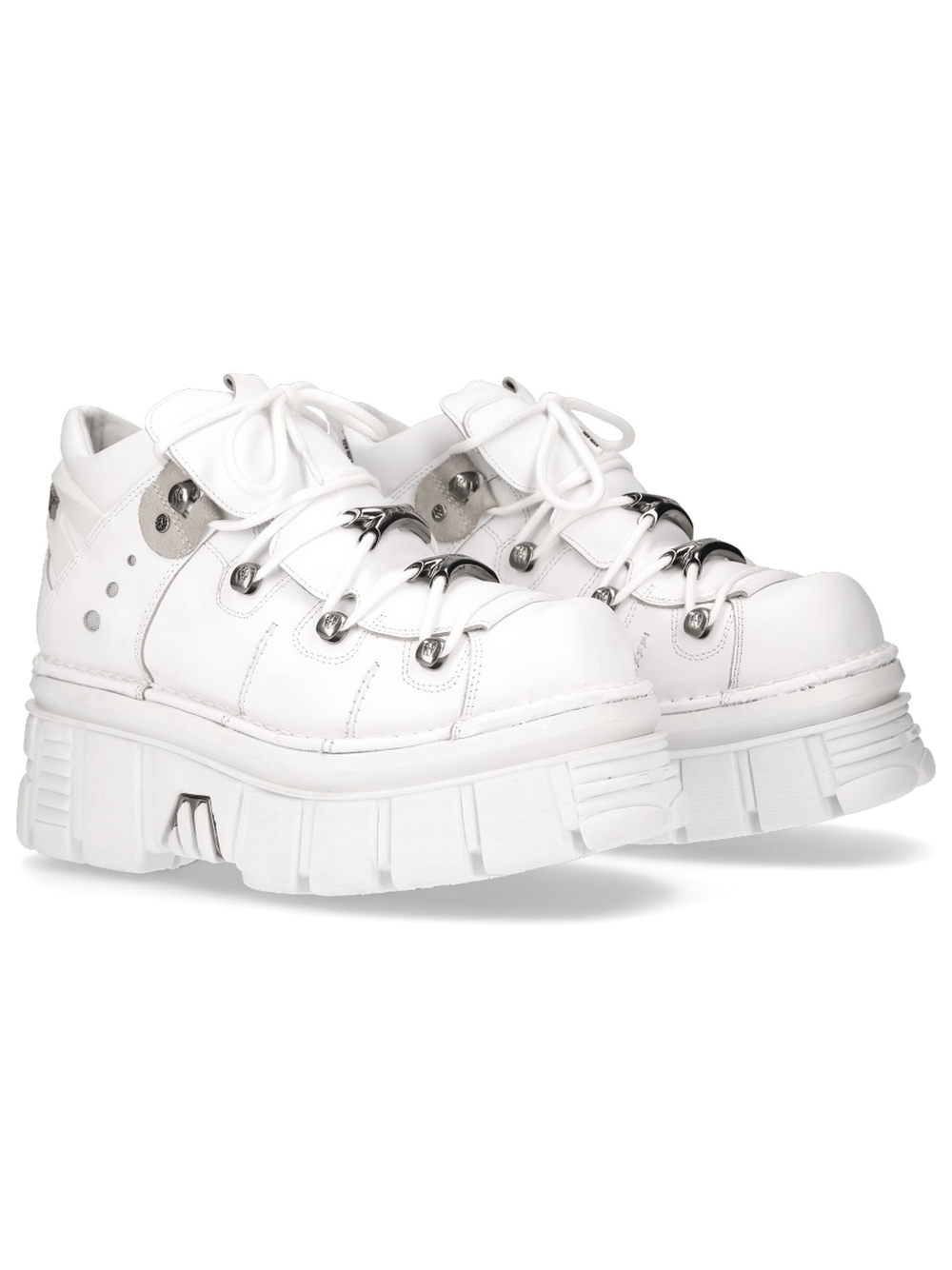 NEW ROCK Men's White Gothic Platform Ankle Boots with Laces