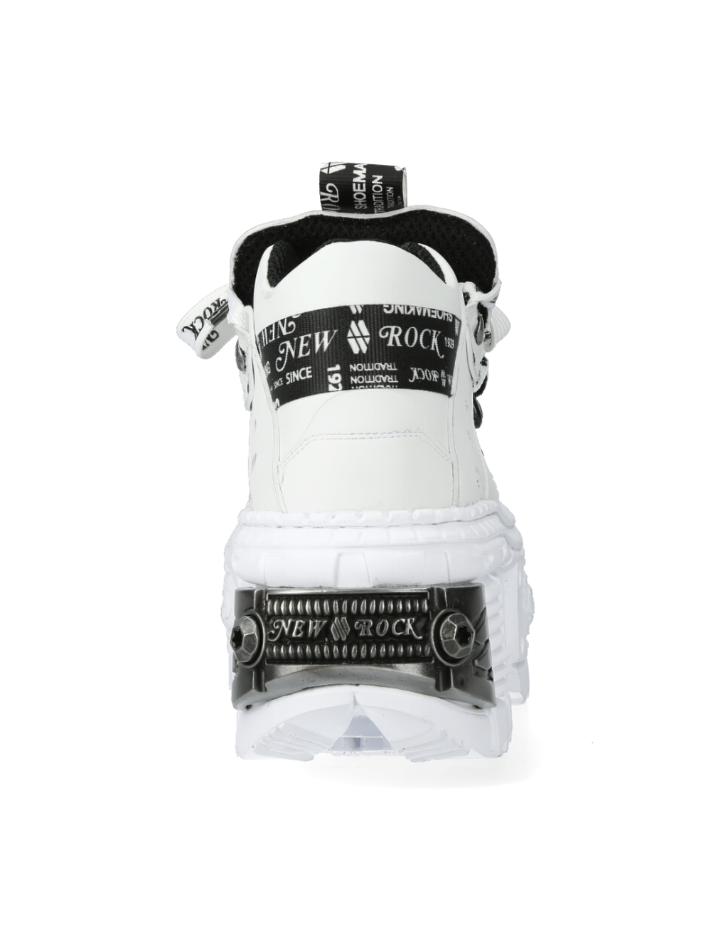 NEW ROCK Men's White Gothic Platform Ankle Boots with Metallic Details