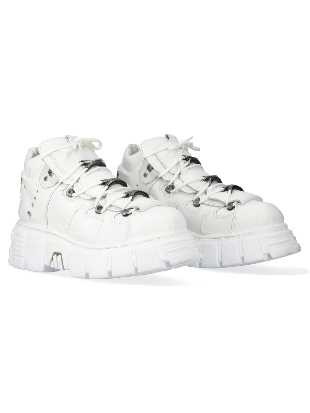 NEW ROCK Men's White Gothic Punk Platform Ankle Boots With Laces