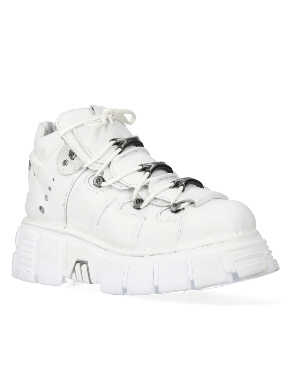 NEW ROCK Men's White Gothic Punk Platform Ankle Boots With Laces