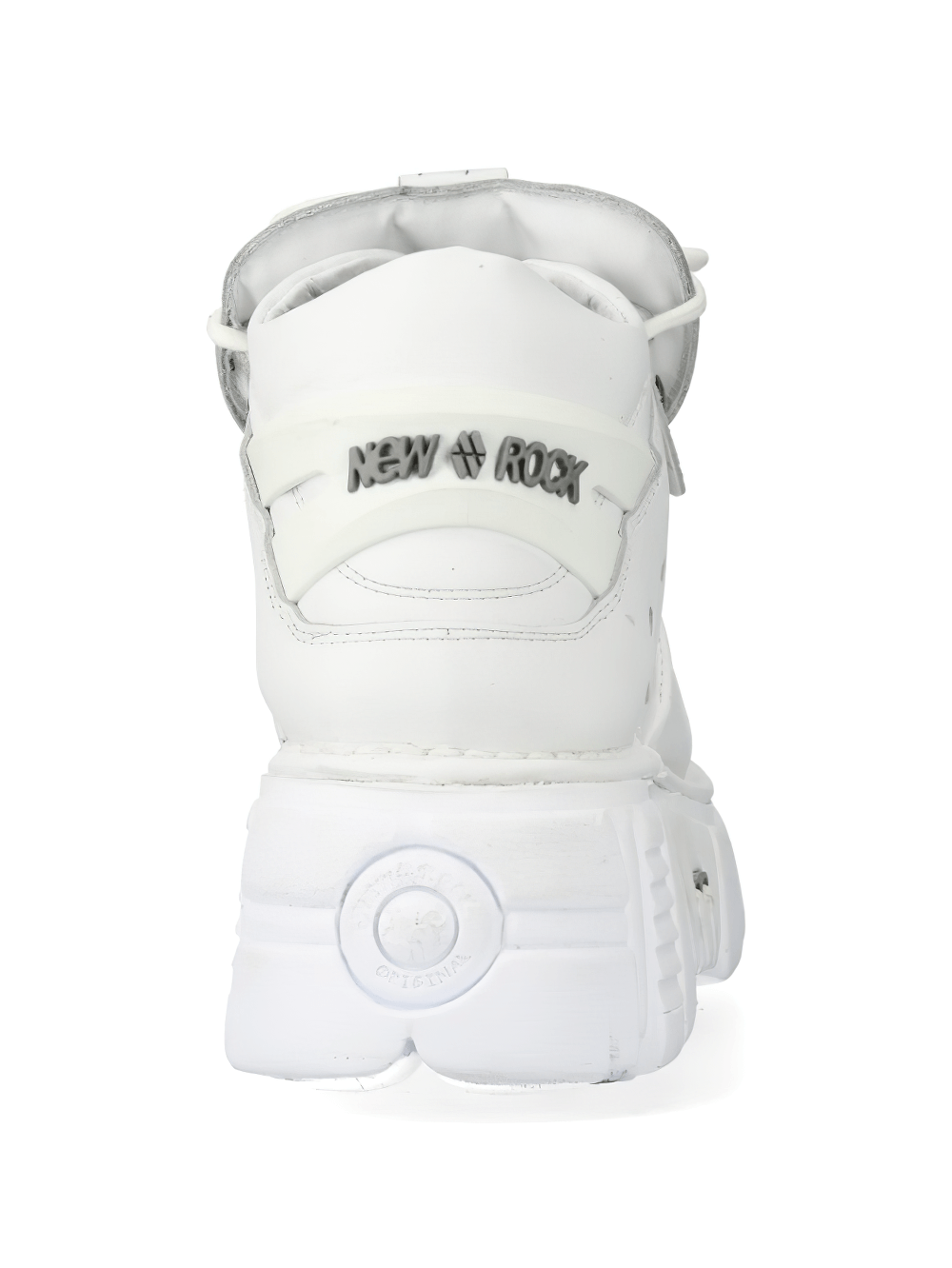 NEW ROCK Men's White Gothic Punk Platform Ankle Boots With Laces