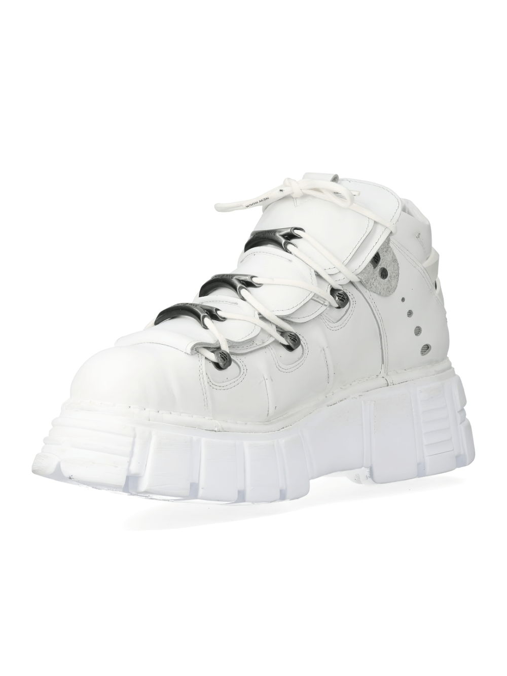 NEW ROCK Men's White Gothic Punk Platform Ankle Boots With Laces