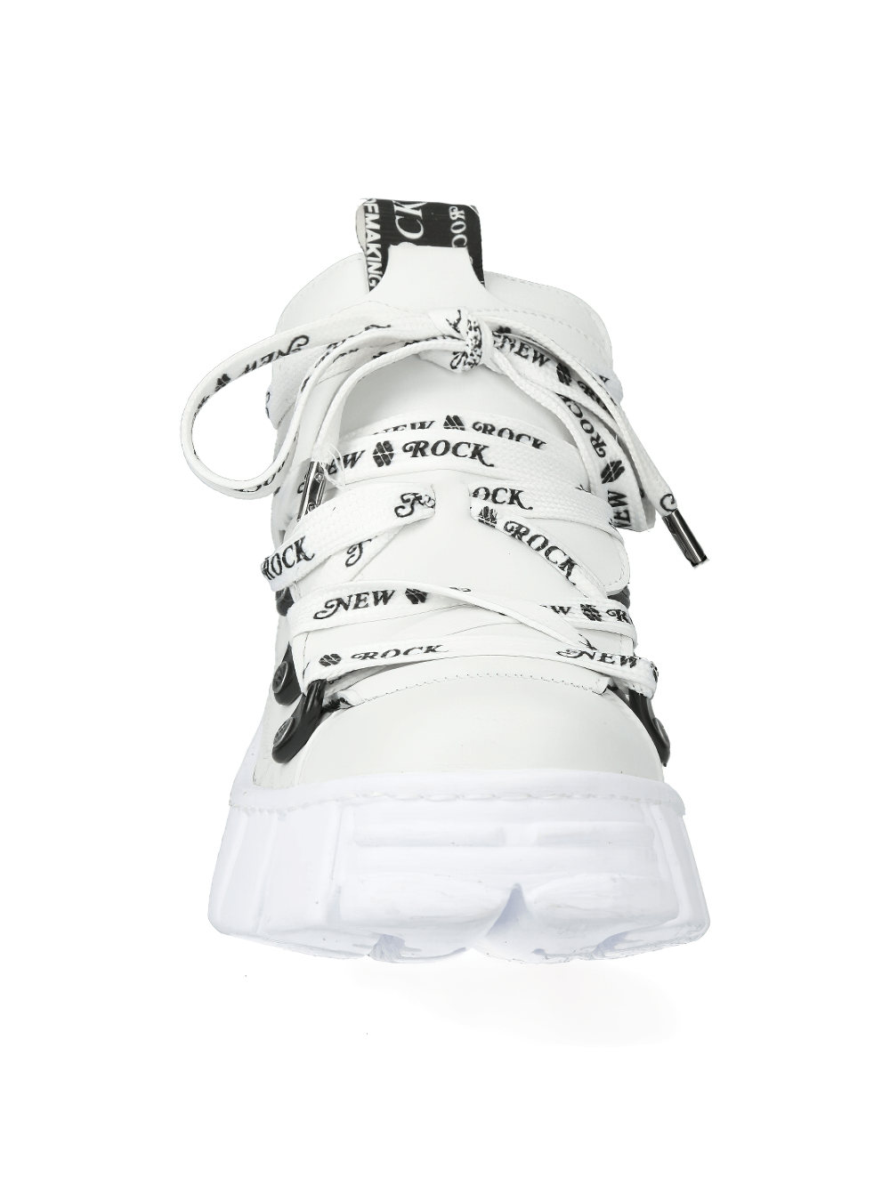 NEW ROCK Men's White Platform Ankle Boots with Chunky Sole