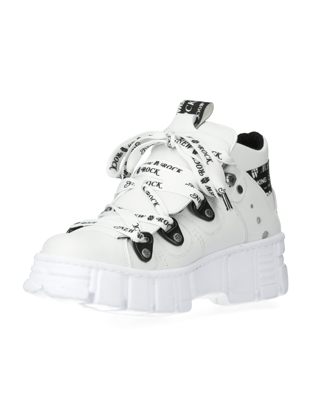NEW ROCK Men's White Platform Ankle Boots with Chunky Sole