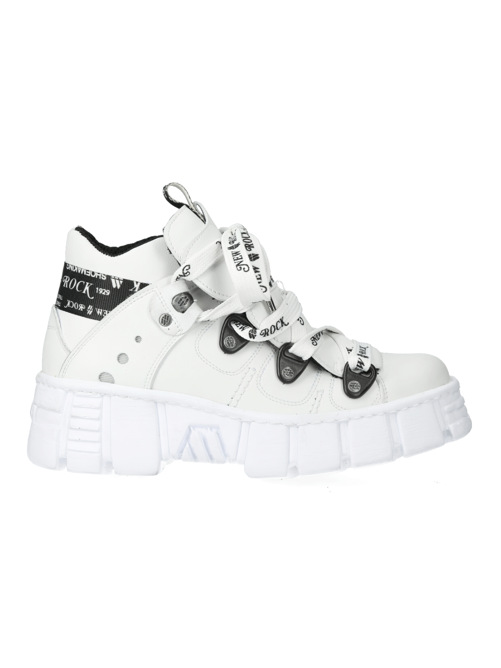 NEW ROCK Men's White Platform Ankle Boots with Chunky Sole