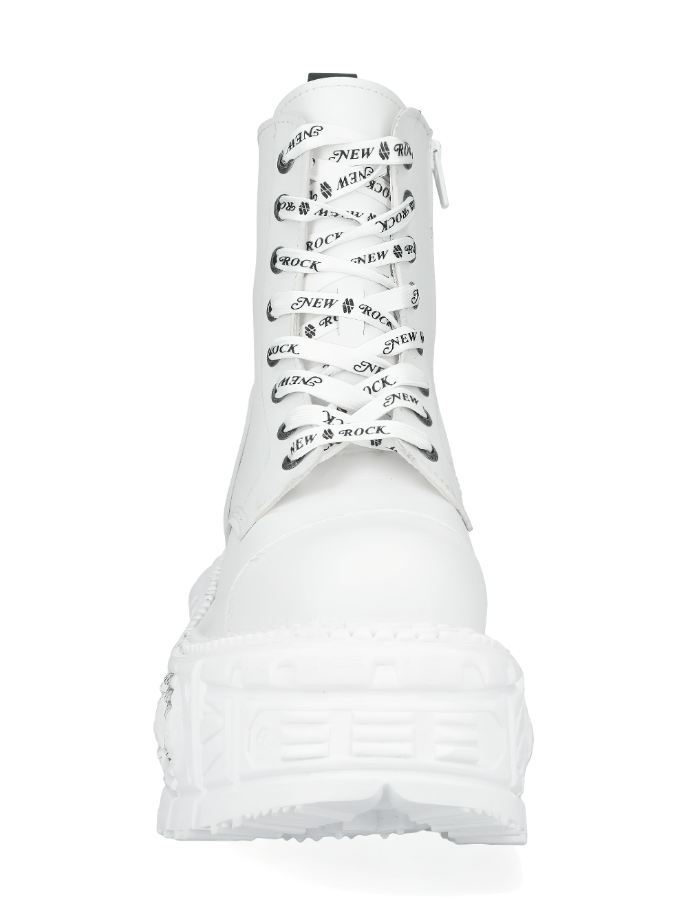 NEW ROCK Women's White Punk Lace-Up Boots with Custom Patches