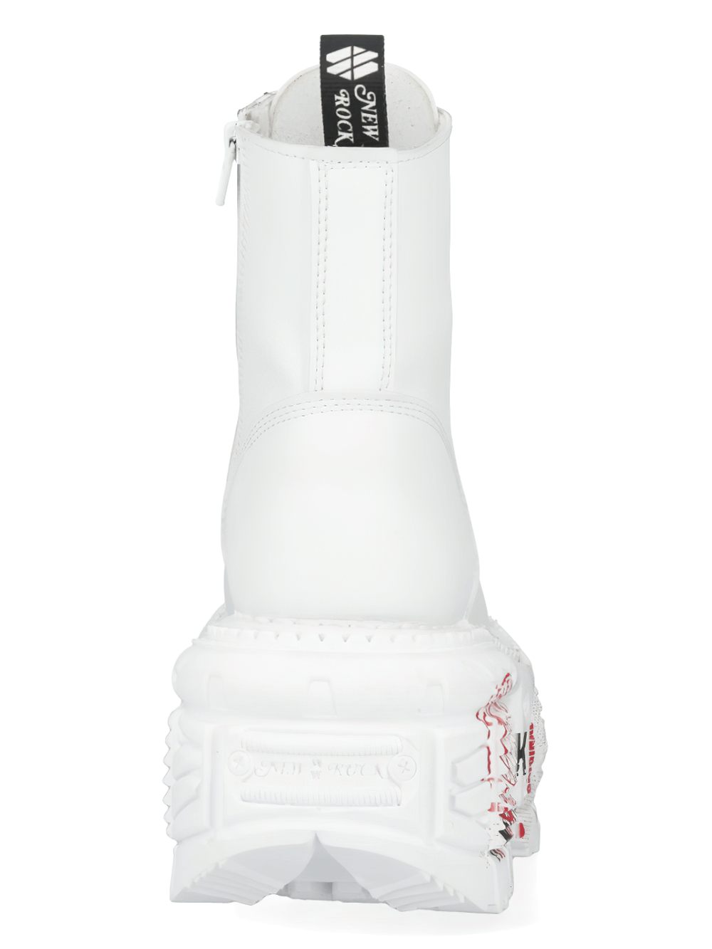 NEW ROCK Men's White Punk Lace-Up Boots with Custom Patches