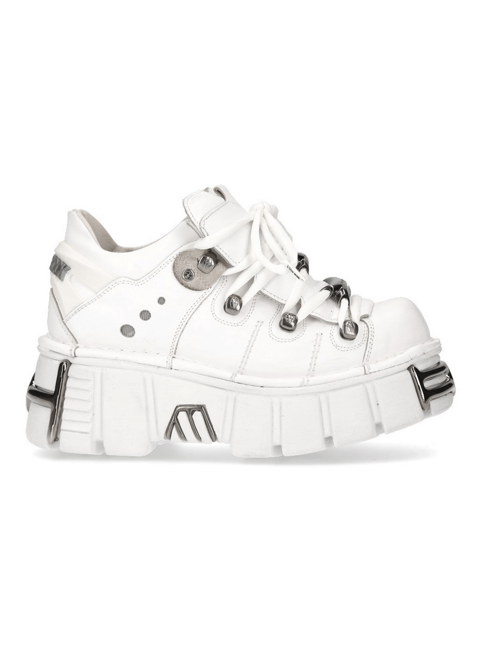 NEW ROCK Men's White Punk Platform Boots with Metal Accents