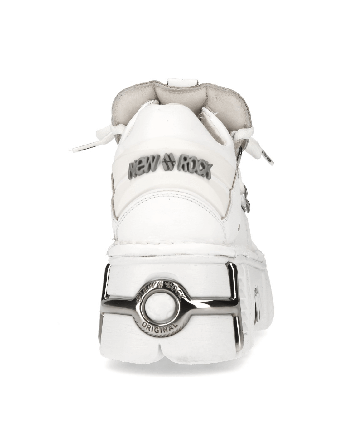 NEW ROCK Men's White Punk Platform Boots with Metal Accents