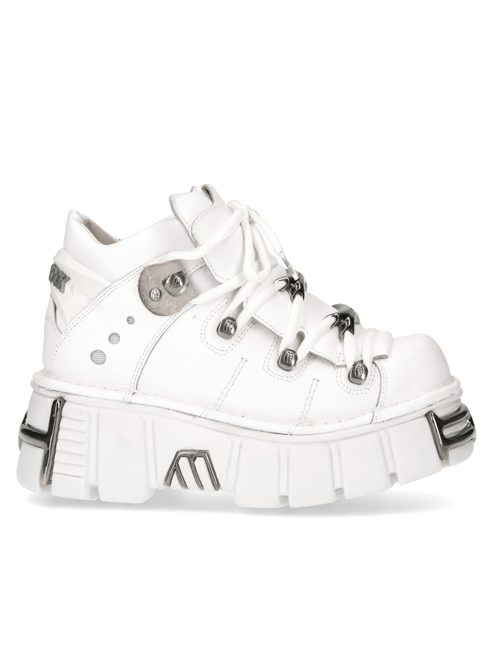 NEW ROCK Men's White Tower Ankle Boots with Rocker Flair