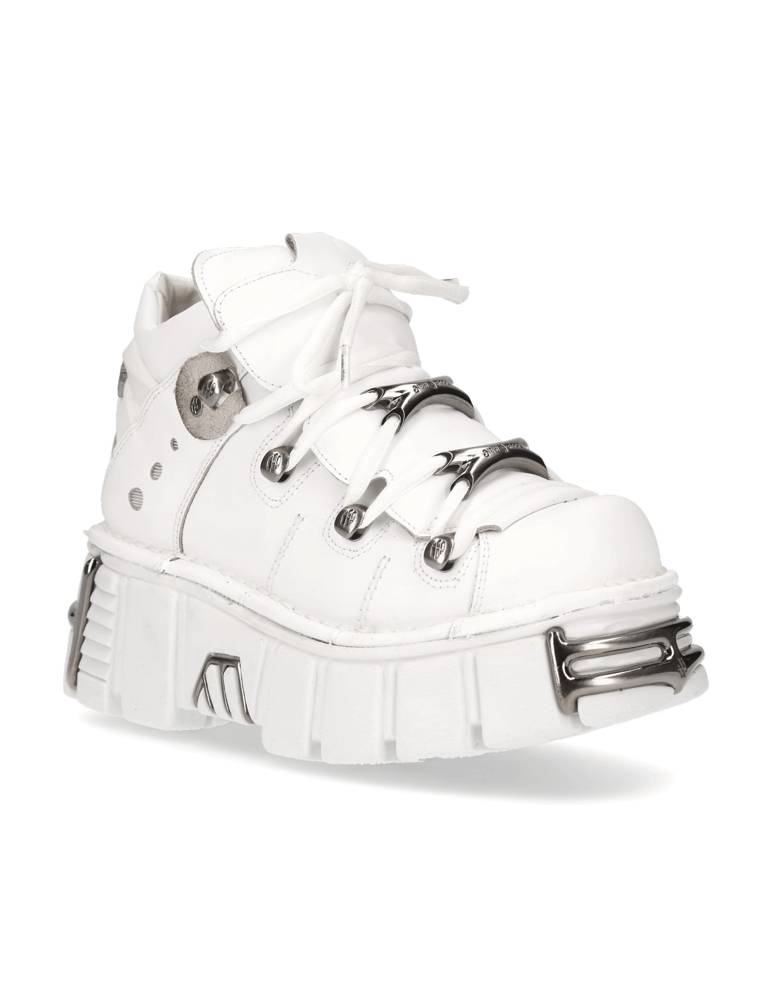 NEW ROCK Men's White Tower Ankle Boots with Rocker Flair