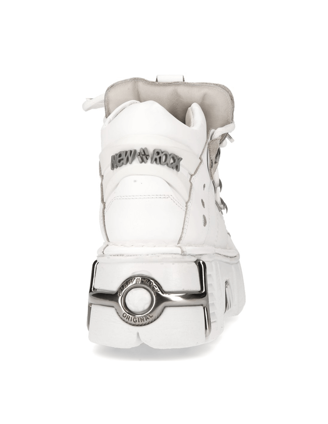 NEW ROCK Men's White Tower Ankle Boots with Rocker Flair