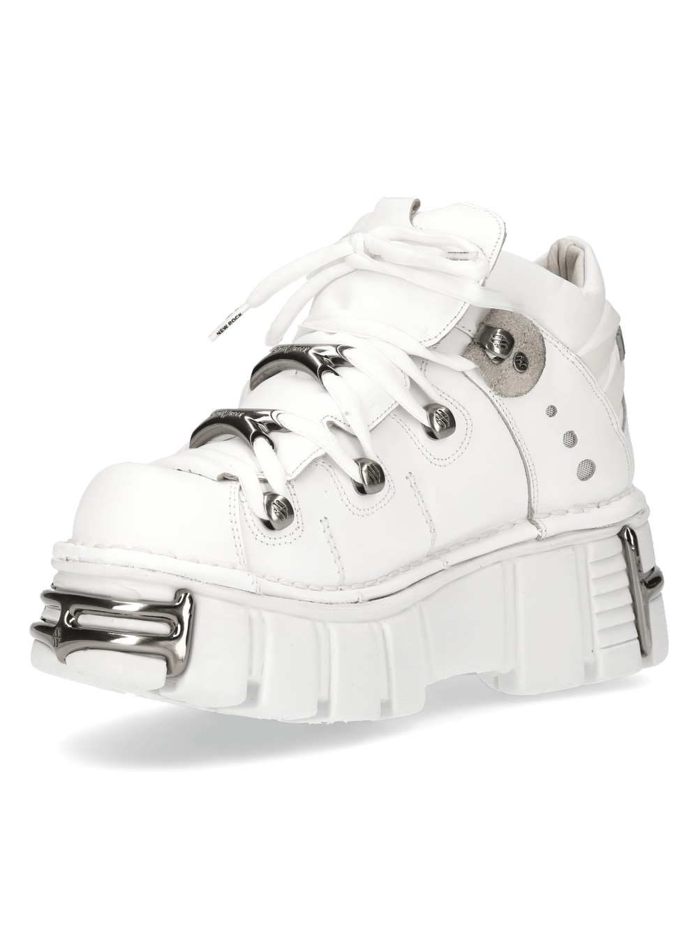 NEW ROCK Men's White Tower Ankle Boots with Rocker Flair