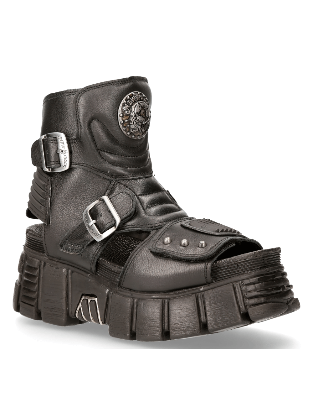 NEW ROCK Women's Platform Sandals with Zippers and Buckles