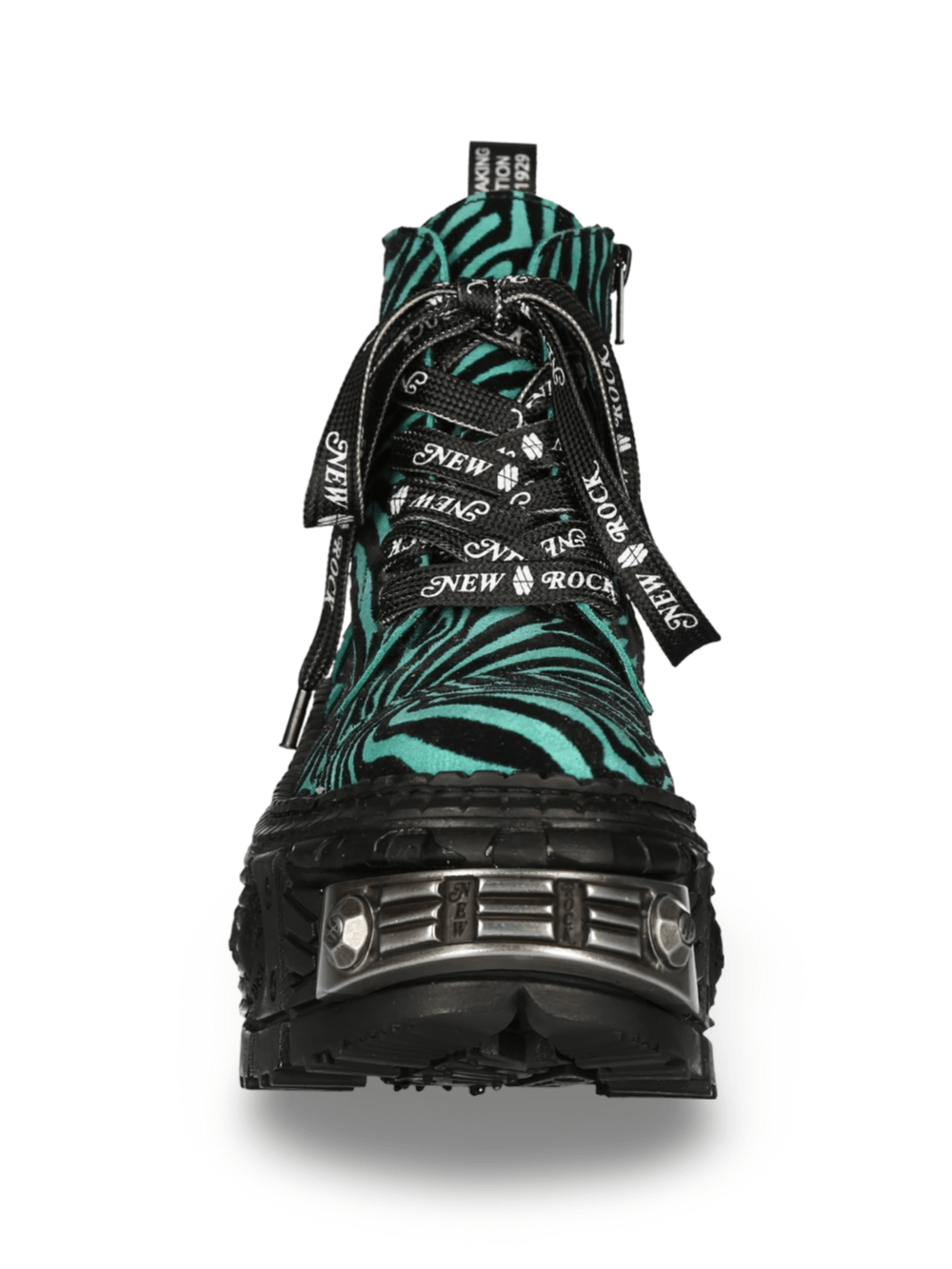 NEW ROCK Men's Zebra Print Ankle Boots with Chunky Sole