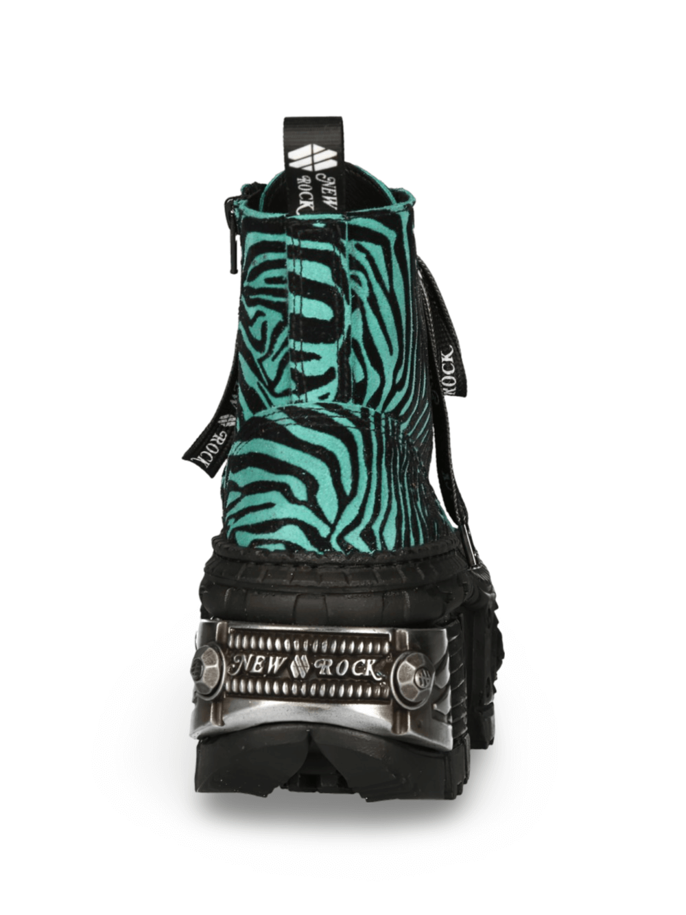 NEW ROCK Men's Zebra Print Ankle Boots with Chunky Sole