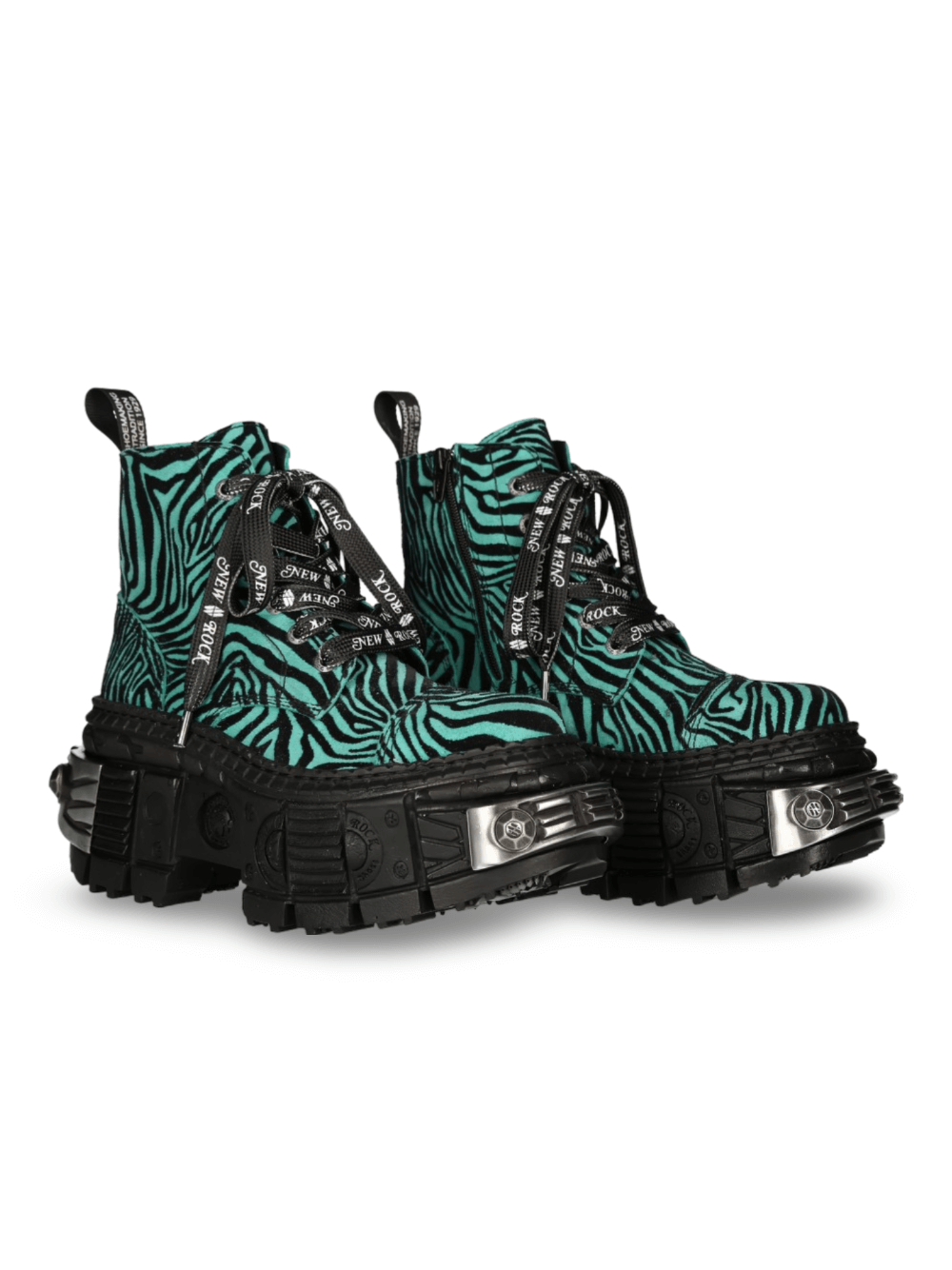 NEW ROCK Men's Zebra Print Ankle Boots with Chunky Sole