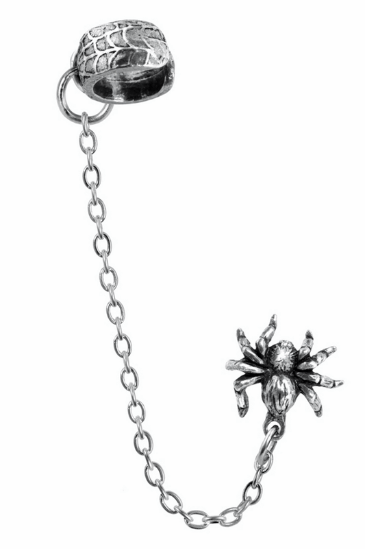 Nidus Spider Ear Cuff with Chain and Web Design