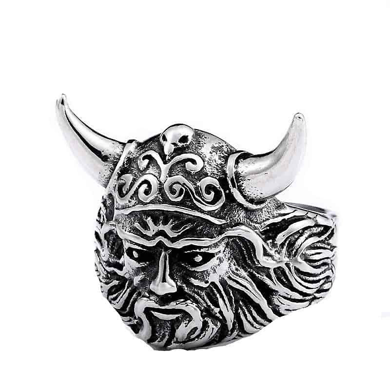 Nordic Head Viking Ring / Stainless Steel Skandinavian Style Jewelry